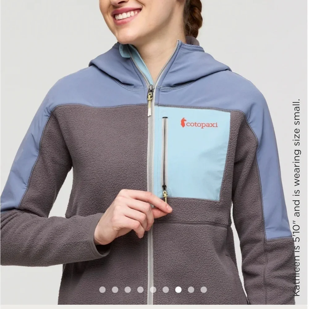 Cotopaxi Women's XL Arabazo Hooded Jacket Tempest Cinder Grey Blue Full Zip NWT